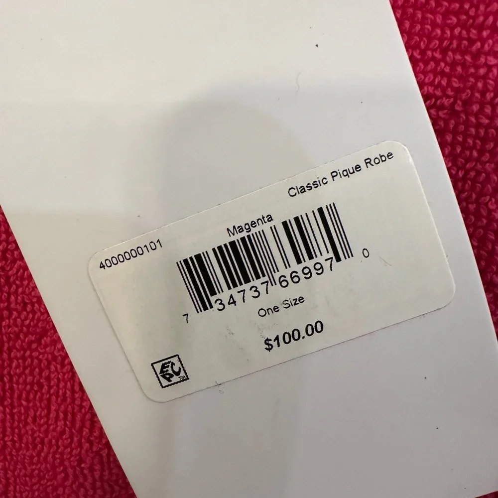 Lacoste Pink Terry Cloth Robe Belted Logo Bathrobe - Picture 8 of 10